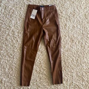Zara leather leggings high rise